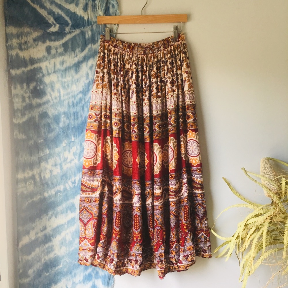 Vintage Boho Hippie Full Printed Skirt